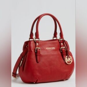 Michael Kors Red Bedford Leather Satchel Bag